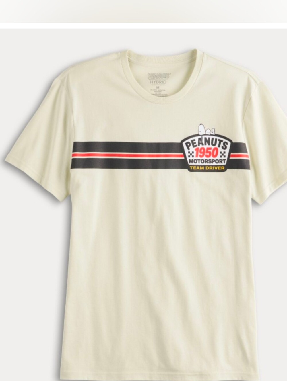 Peanuts Cream Short-Sleeve Motorsport Stripe Tee